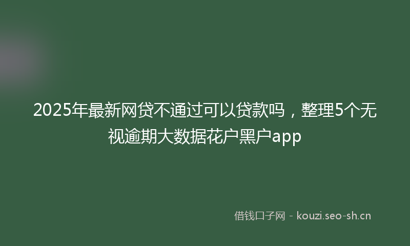 2025年最新网贷不通过可以贷款吗，整理5个无视逾期大数据花户黑户app