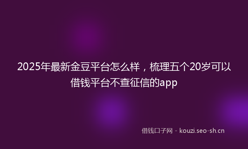 2025年最新金豆平台怎么样，梳理五个20岁可以借钱平台不查征信的app