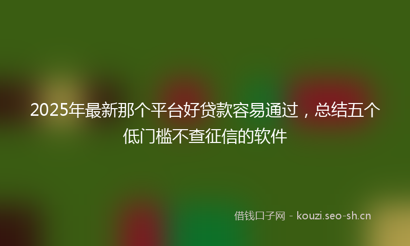 2025年最新那个平台好贷款容易通过，总结五个低门槛不查征信的软件