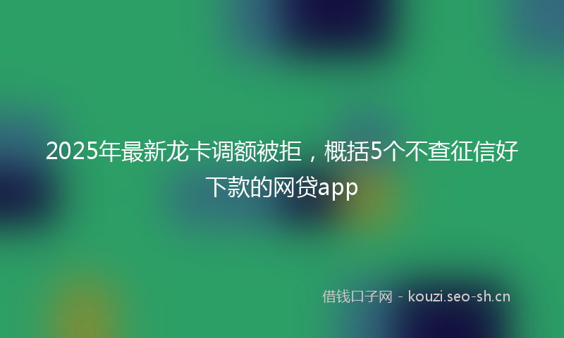2025年最新龙卡调额被拒，概括5个不查征信好下款的网贷app