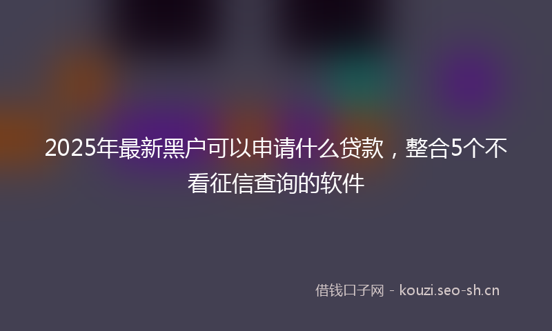 2025年最新黑户可以申请什么贷款，整合5个不看征信查询的软件
