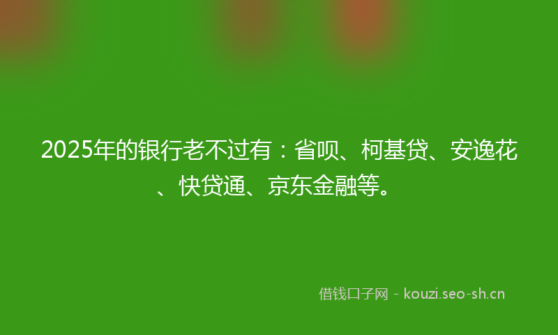 2025年的银行老不过有：省呗、柯基贷、安逸花、快贷通、京东金融等。