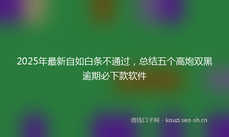 2025年最新自如白条不通过，总结五个高炮双黑逾期必下款软件