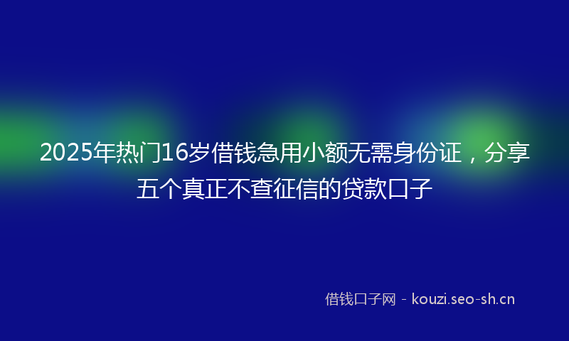 2025年热门16岁借钱急用小额无需身份证，分享五个真正不查征信的贷款口子