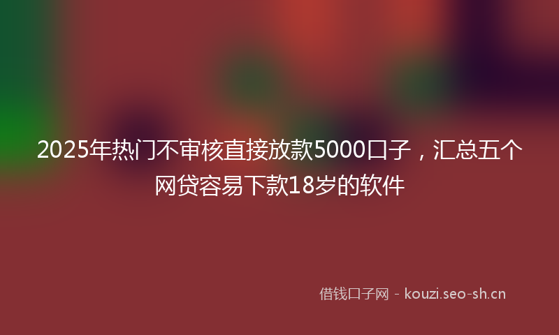 2025年热门不审核直接放款5000口子，汇总五个网贷容易下款18岁的软件