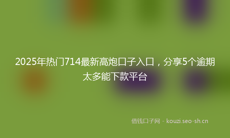 2025年热门714最新高炮口子入口，分享5个逾期太多能下款平台