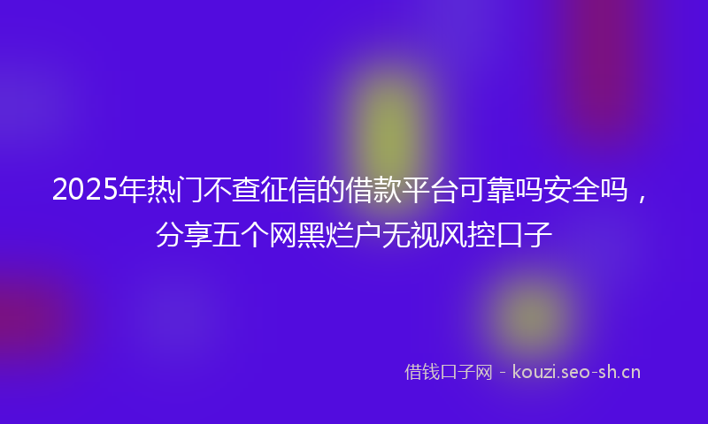 2025年热门不查征信的借款平台可靠吗安全吗，分享五个网黑烂户无视风控口子