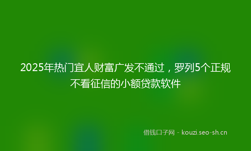 2025年热门宜人财富广发不通过，罗列5个正规不看征信的小额贷款软件