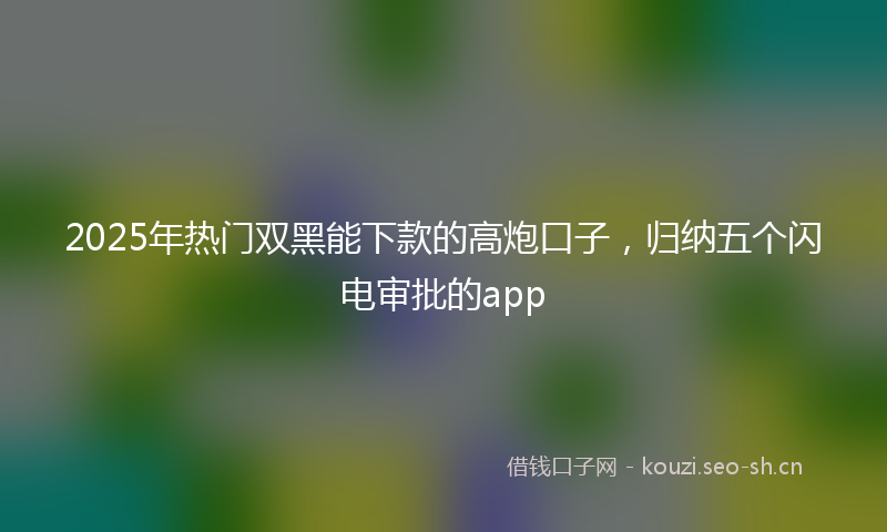 2025年热门双黑能下款的高炮口子，归纳五个闪电审批的app