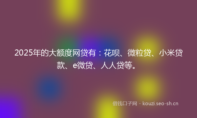 2025年的大额度网贷有:花呗、微粒贷、小米贷款、e微贷、人人贷等。