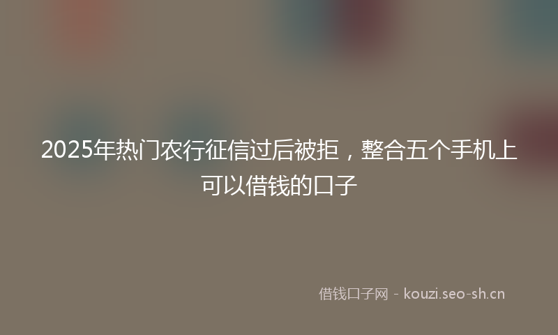2025年热门农行征信过后被拒，整合五个手机上可以借钱的口子