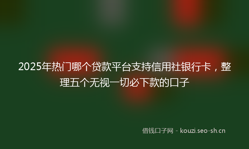 2025年热门哪个贷款平台支持信用社银行卡，整理五个无视一切必下款的口子