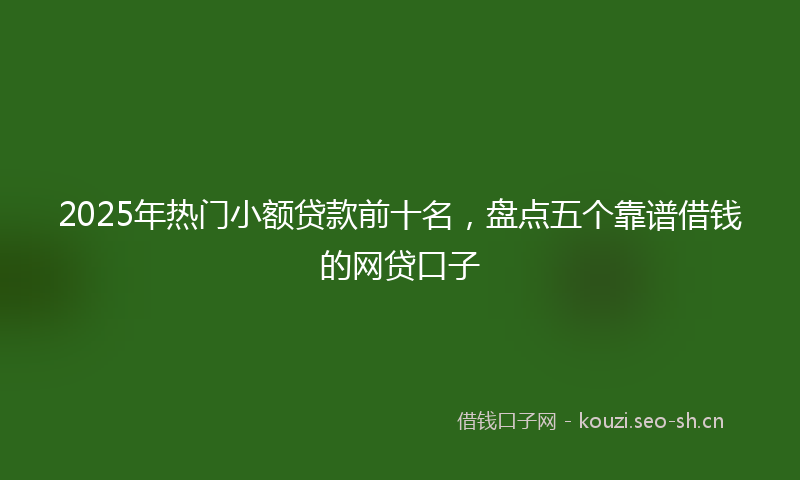2025年热门小额贷款前十名,盘点五个靠谱借钱的网贷口子