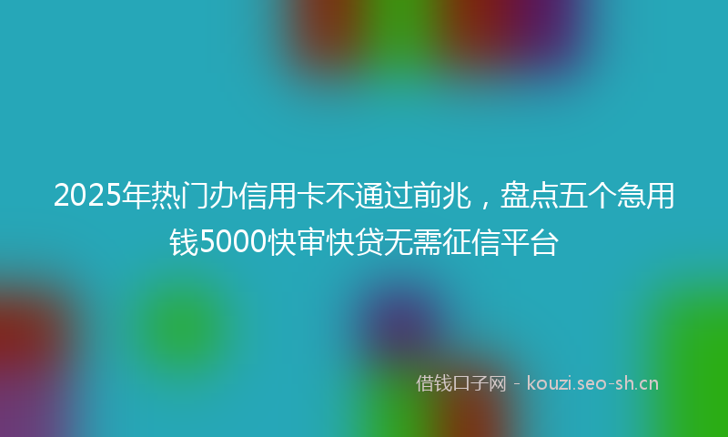 2025年热门办信用卡不通过前兆，盘点五个急用钱5000快审快贷无需征信平台
