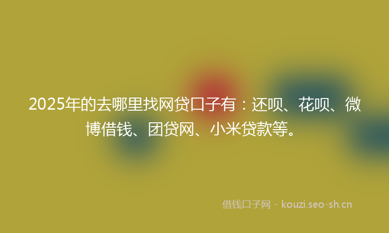 2025年的去哪里找网贷口子有：还呗、花呗、微博借钱、团贷网、小米贷款等。