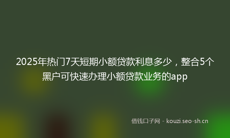 2025年热门7天短期小额贷款利息多少，整合5个黑户可快速办理小额贷款业务的app