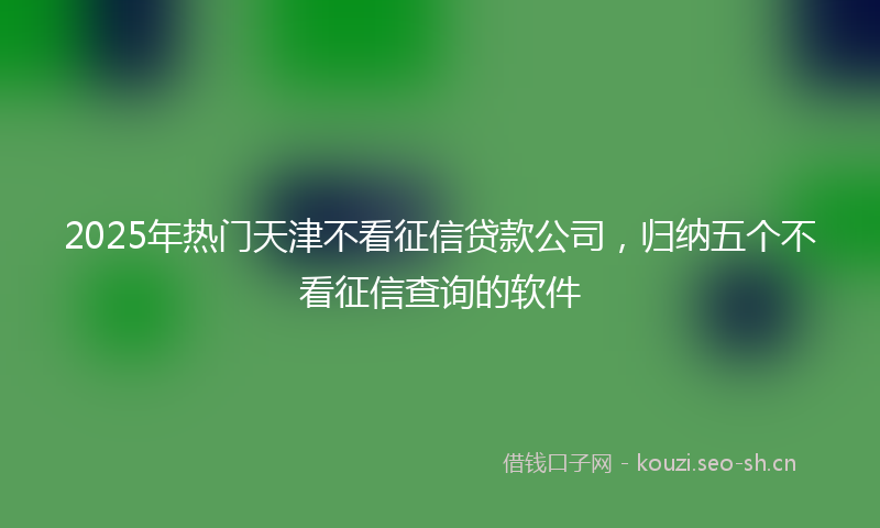 2025年热门天津不看征信贷款公司，归纳五个不看征信查询的软件