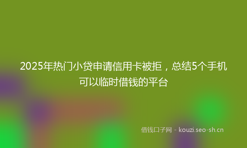 2025年热门小贷申请信用卡被拒,总结5个手机可以临时借钱的平台