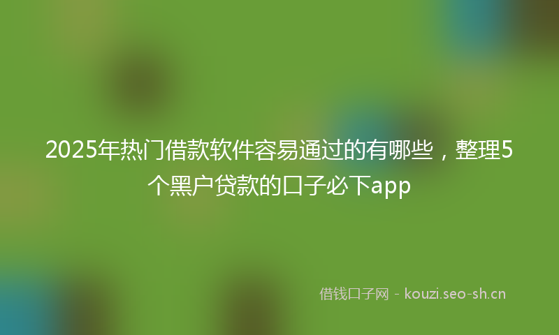 2025年热门借款软件容易通过的有哪些，整理5个黑户贷款的口子必下app