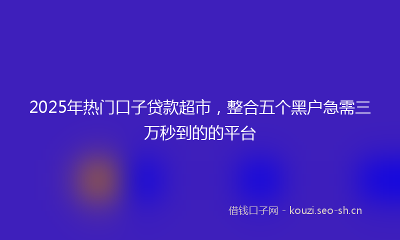2025年热门口子贷款超市，整合五个黑户急需三万秒到的的平台