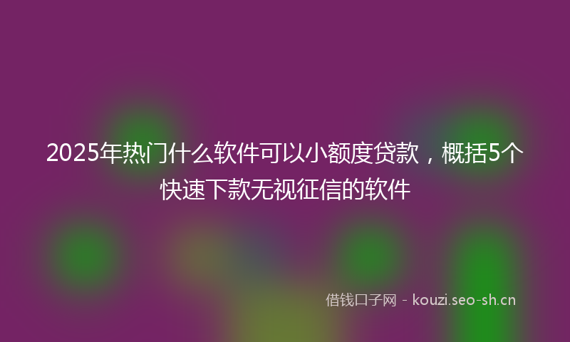 2025年热门什么软件可以小额度贷款，概括5个快速下款无视征信的软件