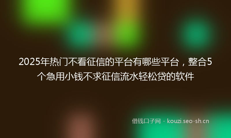 2025年热门不看征信的平台有哪些平台，整合5个急用小钱不求征信流水轻松贷的软件