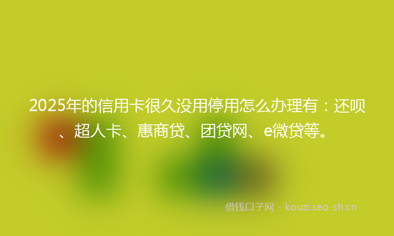 2025年的信用卡很久没用停用怎么办理有：还呗、超人卡、惠商贷、团贷网、e微贷等。