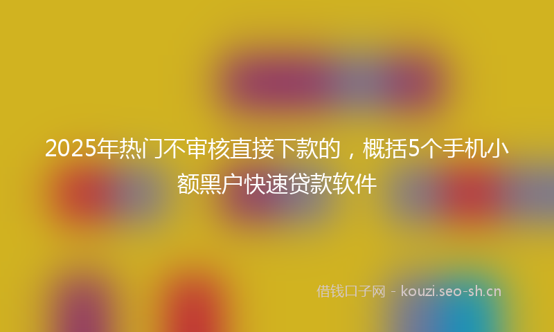 2025年热门不审核直接下款的，概括5个手机小额黑户快速贷款软件
