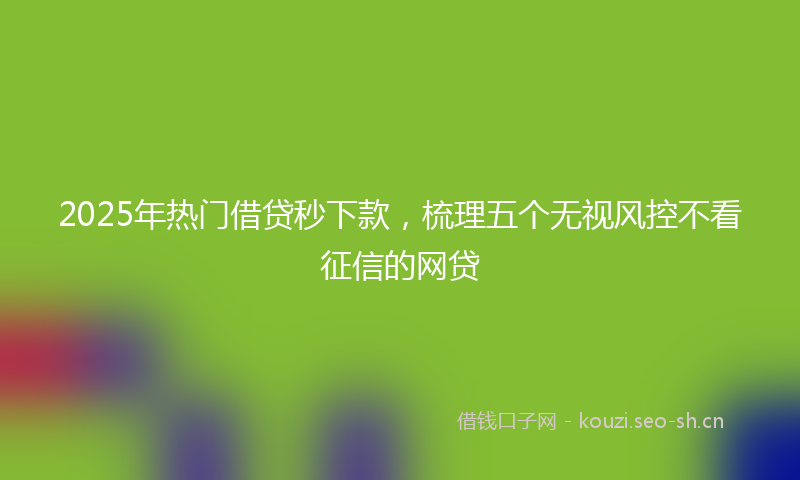 2025年热门借贷秒下款，梳理五个无视风控不看征信的网贷