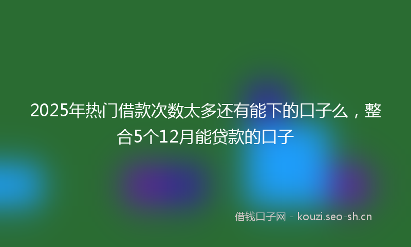 2025年热门借款次数太多还有能下的口子么，整合5个12月能贷款的口子