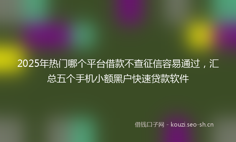 2025年热门哪个平台借款不查征信容易通过，汇总五个手机小额黑户快速贷款软件