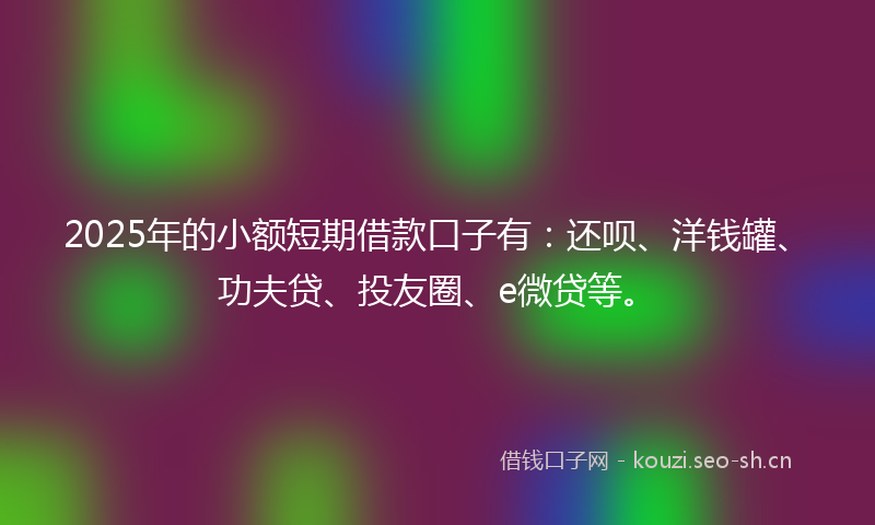 2025年的小额短期借款口子有：还呗、洋钱罐、功夫贷、投友圈、e微贷等。
