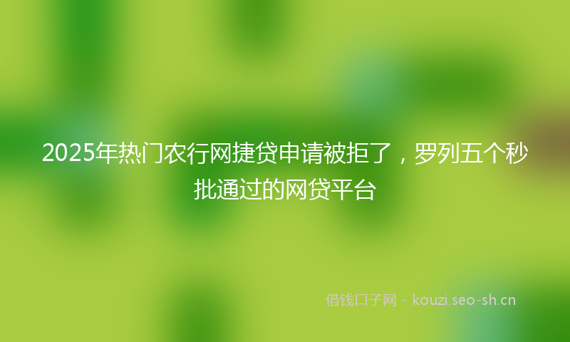 2025年热门农行网捷贷申请被拒了，罗列五个秒批通过的网贷平台