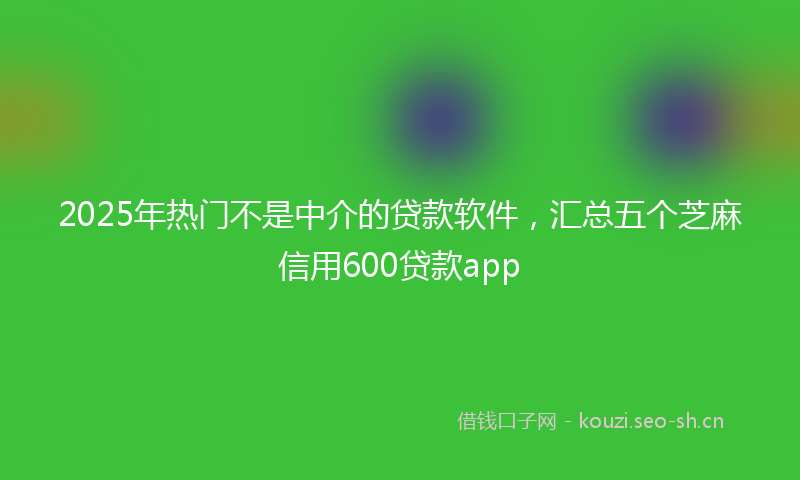 2025年热门不是中介的贷款软件，汇总五个芝麻信用600贷款app