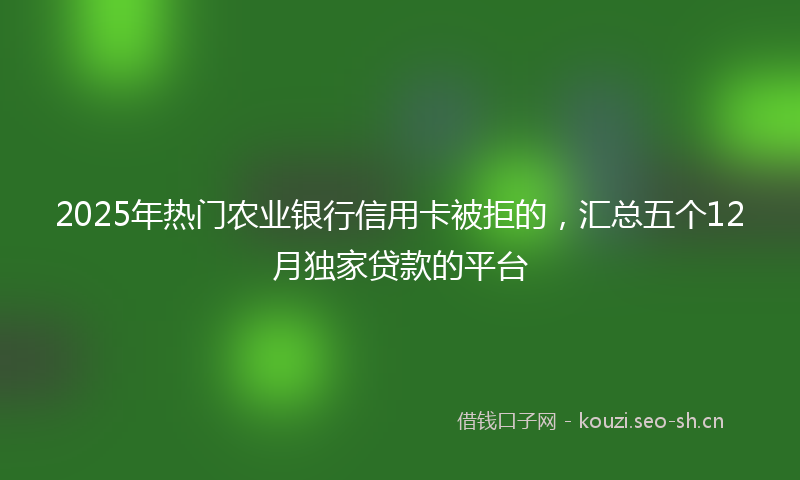 2025年热门农业银行信用卡被拒的，汇总五个12月独家贷款的平台