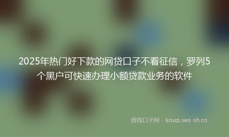2025年热门好下款的网贷口子不看征信，罗列5个黑户可快速办理小额贷款业务的软件