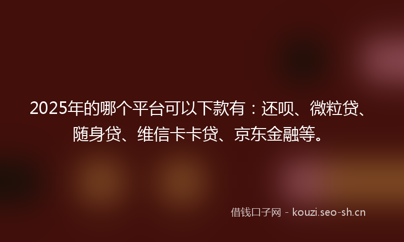 2025年的哪个平台可以下款有：还呗、微粒贷、随身贷、维信卡卡贷、京东金融等。