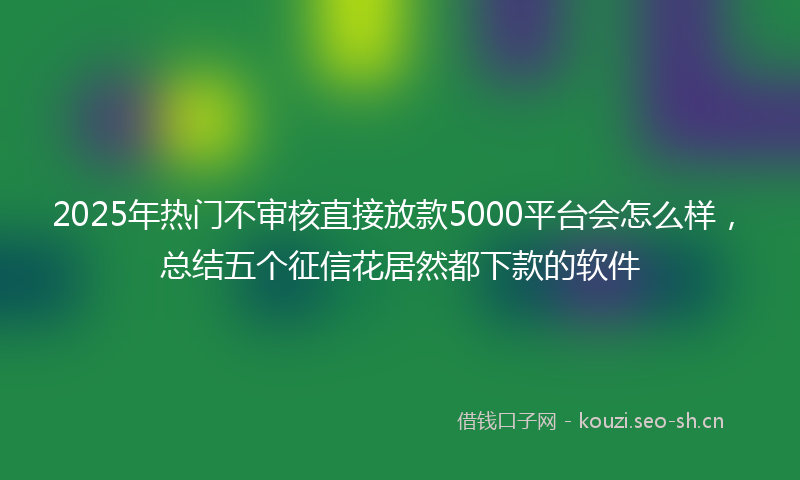 2025年热门不审核直接放款5000平台会怎么样，总结五个征信花居然都下款的软件