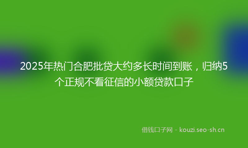 2025年热门合肥批贷大约多长时间到账，归纳5个正规不看征信的小额贷款口子