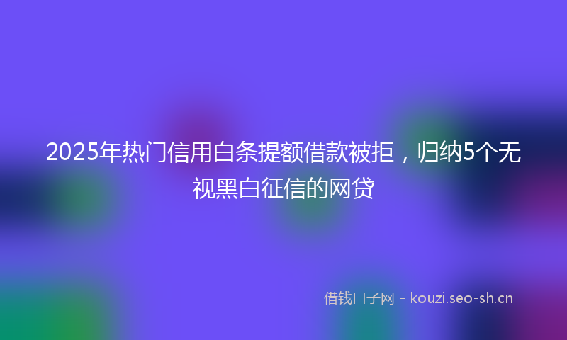 2025年热门信用白条提额借款被拒，归纳5个无视黑白征信的网贷