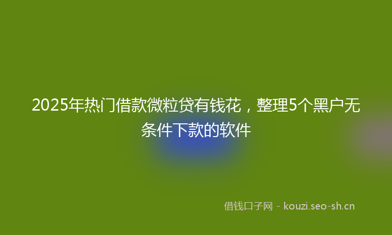2025年热门借款微粒贷有钱花，整理5个黑户无条件下款的软件