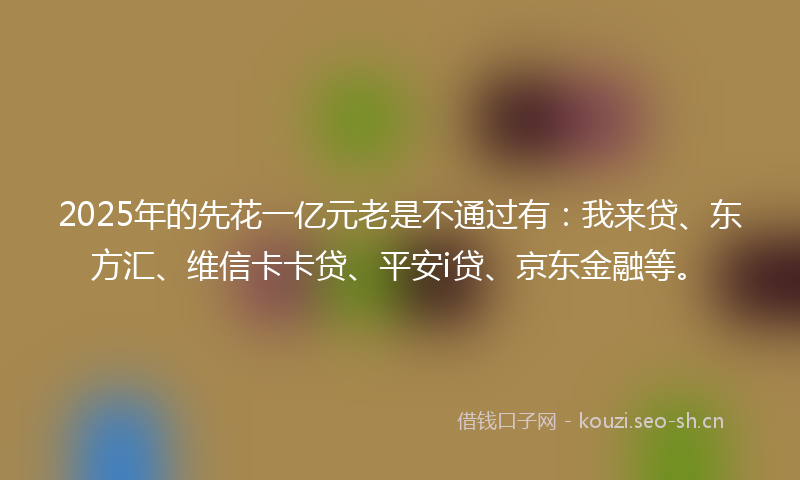 2025年的先花一亿元老是不通过有：我来贷、东方汇、维信卡卡贷、平安i贷、京东金融等。