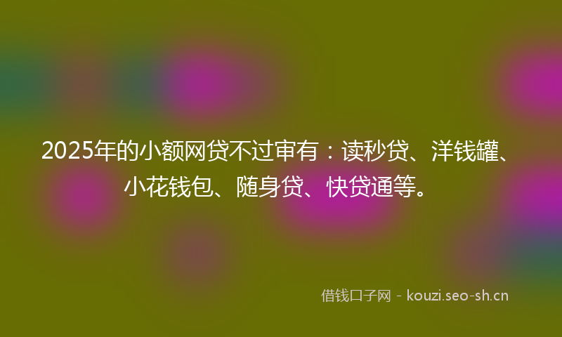 2025年的小额网贷不过审有：读秒贷、洋钱罐、小花钱包、随身贷、快贷通等。