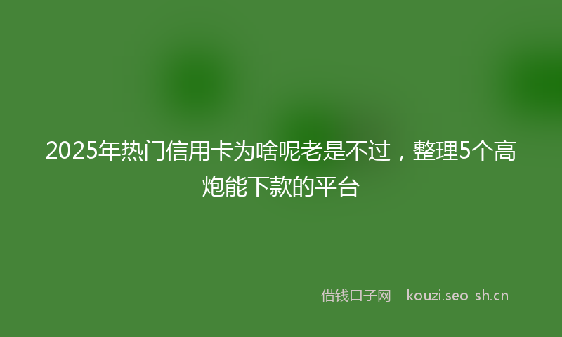 2025年热门信用卡为啥呢老是不过，整理5个高炮能下款的平台