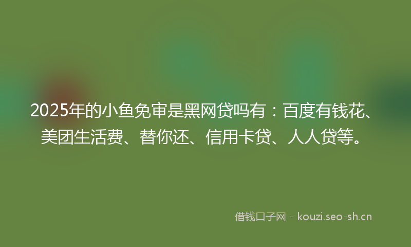 2025年的小鱼免审是黑网贷吗有：百度有钱花、美团生活费、替你还、信用卡贷、人人贷等。