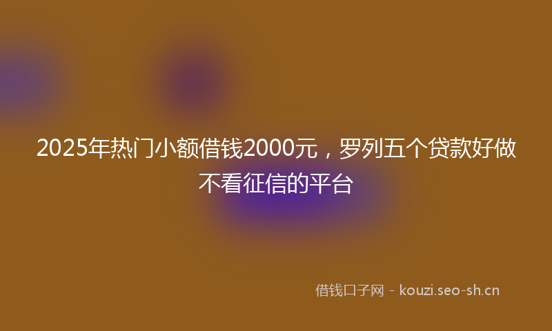 2025年热门小额借钱2000元，罗列五个贷款好做不看征信的平台