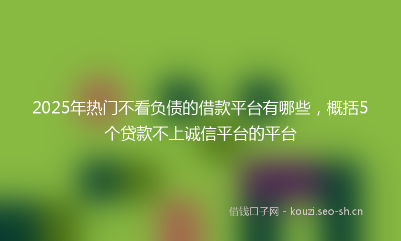 2025年热门不看负债的借款平台有哪些，概括5个贷款不上诚信平台的平台