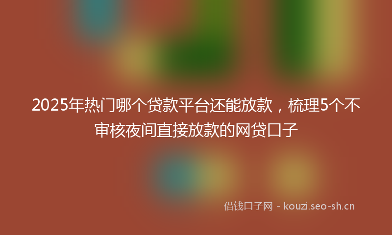 2025年热门哪个贷款平台还能放款，梳理5个不审核夜间直接放款的网贷口子