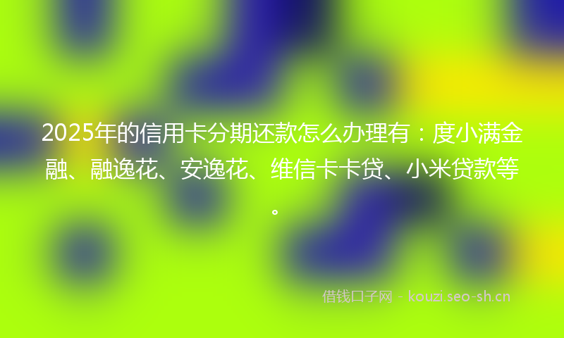 2025年的信用卡分期还款怎么办理有：度小满金融、融逸花、安逸花、维信卡卡贷、小米贷款等。