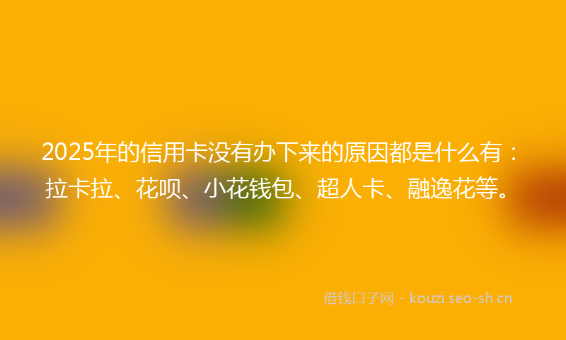 2025年的信用卡没有办下来的原因都是什么有：拉卡拉、花呗、小花钱包、超人卡、融逸花等。